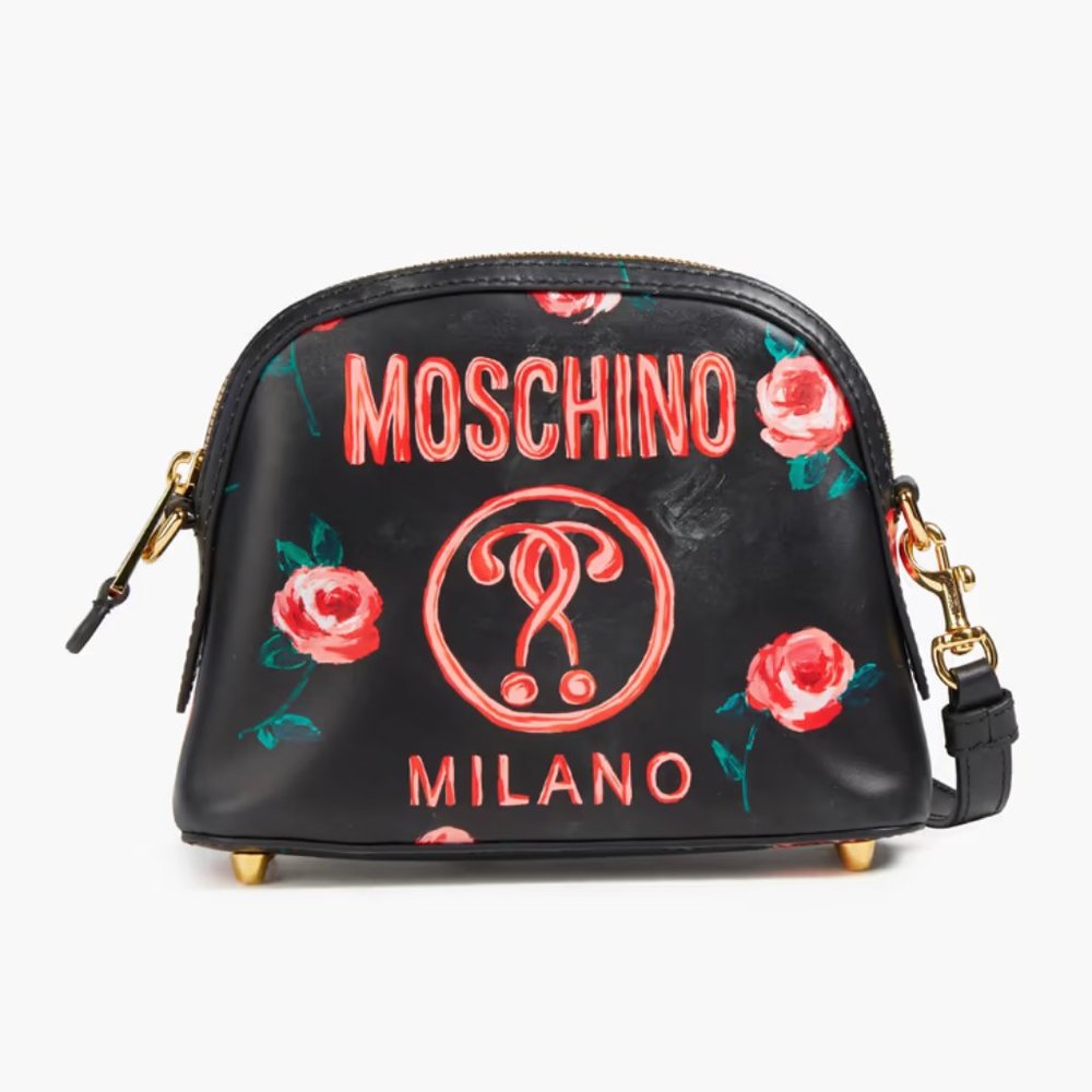 New MOSCHINO Rose Print Leather Bag